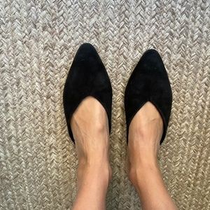 Everlane Women Shoes The V Mule Black Suede Leather Pointed Flats Size 7